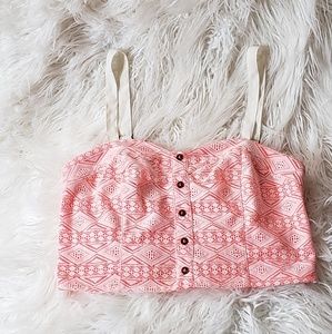 Rewind Tribal Pattern Coral Crop Top